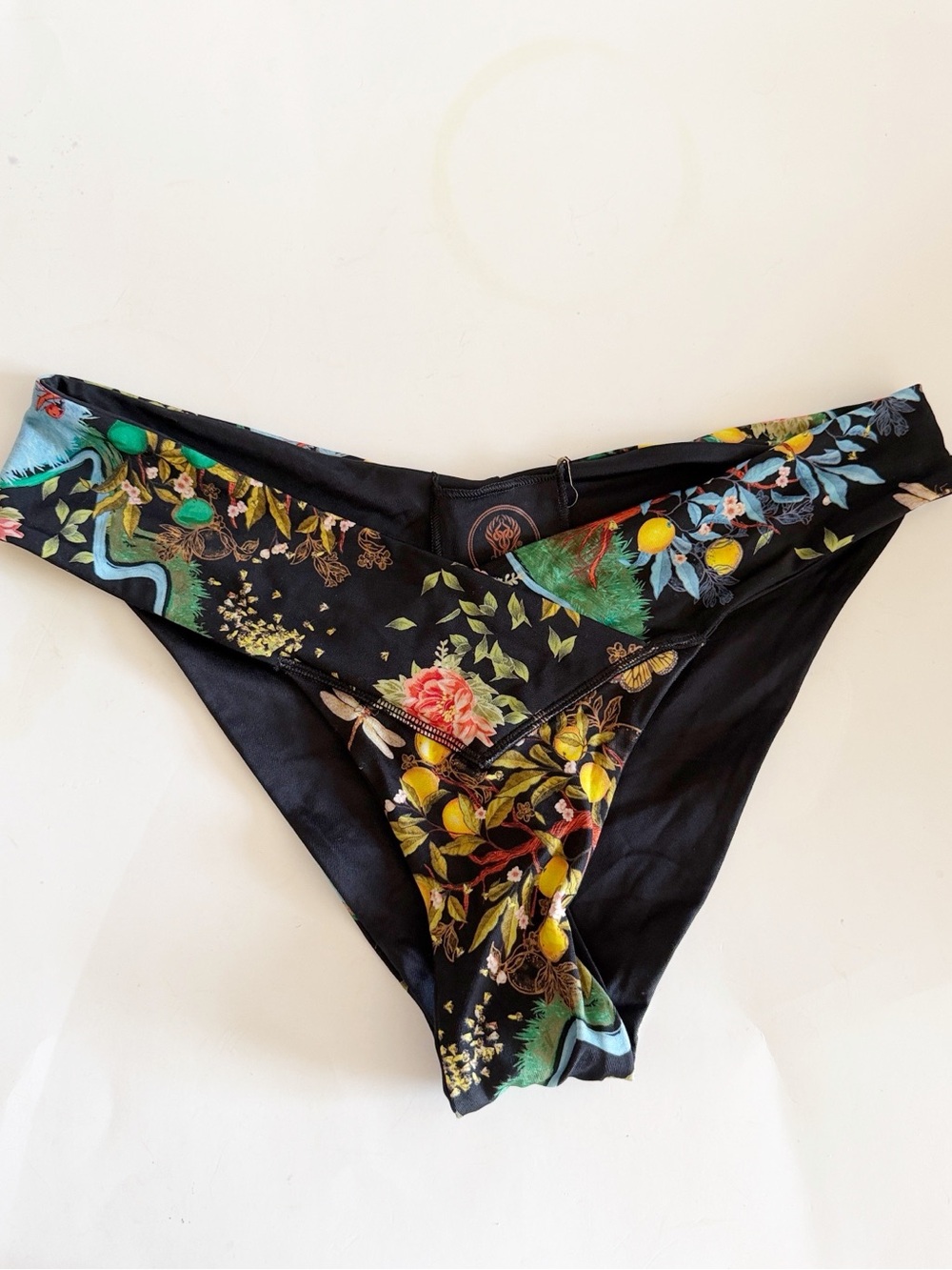 We Are HAH Black Floral V-Front Hipster Bikini Bottom size M - Picture 3 of 6
